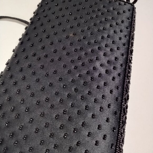 Vintage La Regale Handmade Black Beaded Small Evening Bag Handbag - Picture 9 of 12